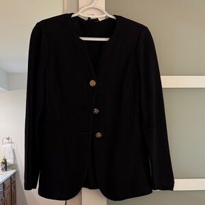 St. John Black Knit Blazer with Gold Buttons size 6